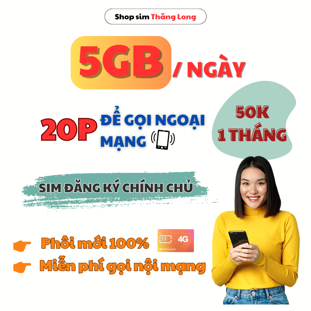 Sim 4G Vietnamobile Đầu 09 150GB/tháng, miễn phí 20p gọi ngoại mạng, gọi nội mạng miễn phí.