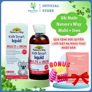 Siro Bổ Sung Sắt Và Multi Vitamin Cho Bé Nature's Way Kids Smart Liquid Multi + Iron Hỗ Trợ Tăng Đề Kháng Cho Bé 200ml