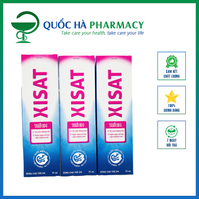 Xịt mũi Xisat Trẻ Em giảm nghẹt mũi chai 75ml - Quốc Hà Pharmacy