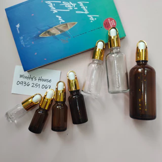 Lọ thủy tinh nắp bóp quai, giỏ hoa 5ml / 10ml / 15ml / 20ml / 30ml / 50ml / 100ml chiết tinh dầu, đựng serum