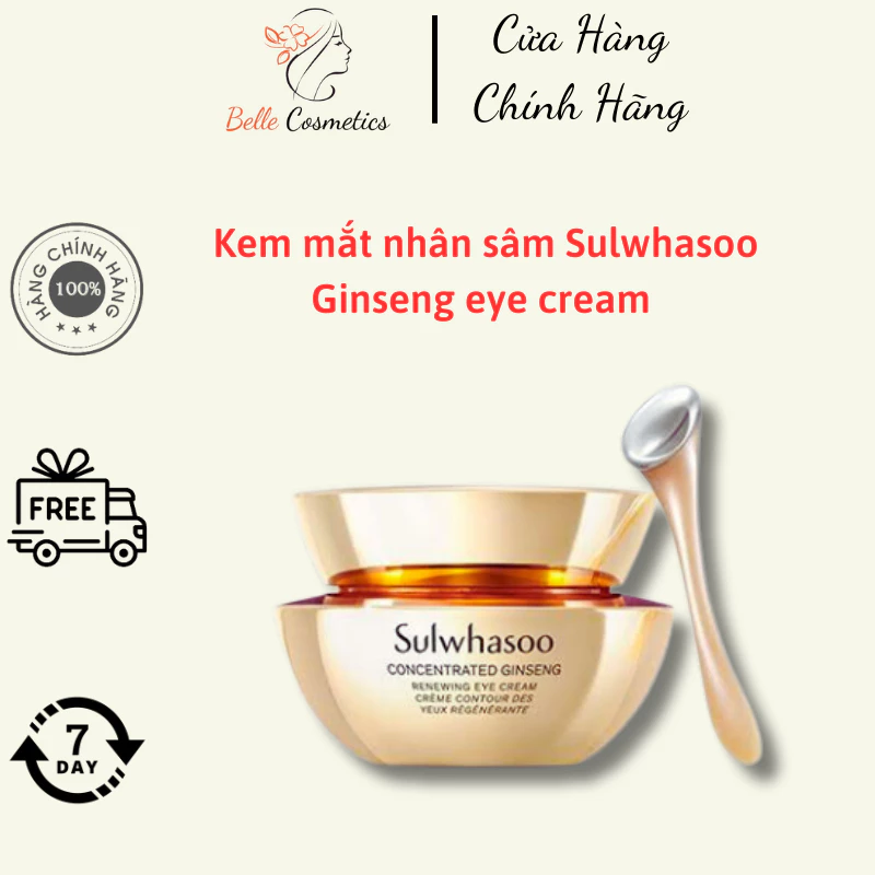 Kem mắt nhân sâm chống lão hóa,chống nhăn làm sáng da vùng mắt Sulwhasoo Ginseng eye cream 5ml / Belle Cosmetics