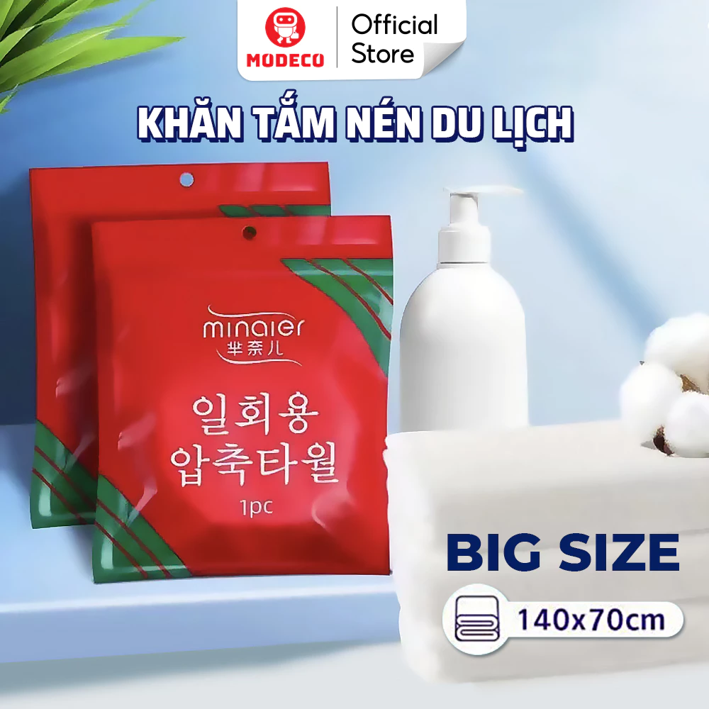 Khăn Tắm Nén Du Lịch Cao Cấp Modeco - Khăn Dày 70x140cm Dạng Viên Nén, Mang Đi Du Lịch, Công Tác Tiện Lợi Và An Toàn