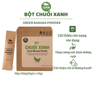 Bột chuối xanh 100% nguyên chất - Hỗ trợ nhuận tràng, tiêu hóa tốt - Hộp 200g(20 gói x 10g)