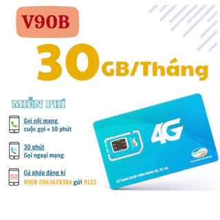 SIM 4G Viettel V90B Tặng Miễn Phí DATA + Gọi Tẹt Ga Nội Mạng <10 phút + 30 Phút Ngoại Mạng / Tháng