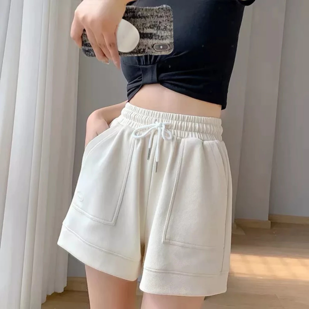 Quần short nữ unisex có bigsize 100kg quần đùi ống rộng chữ A thể thao ống rộng mới đơn giản eo cao