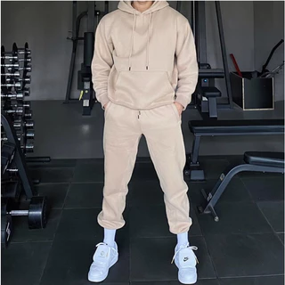 Bộ Nỉ Hoodie Trơn Mũ 2 Lớp Form Rộng Hot Trend Giới Trẻ Nam Nữ Unisex, Set Nỉ Bông 2 Lớp Dày Dặn Ấm Áp