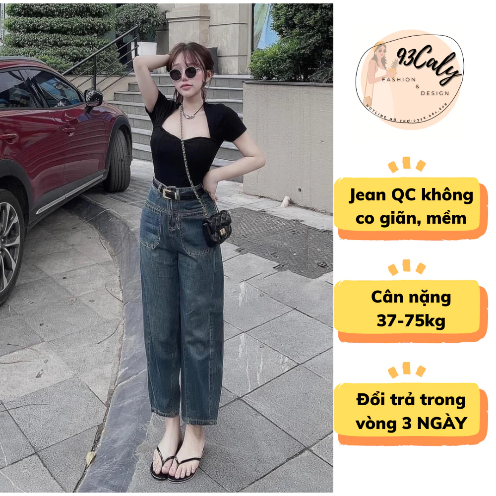 [BIGSIZE 75kg]-9408 Quần Jean Nữ Baggy Thụng Ống To HOT2023, quần bò suông ống rộng thoải mái lửng 9 tấc QCCC tôn dáng