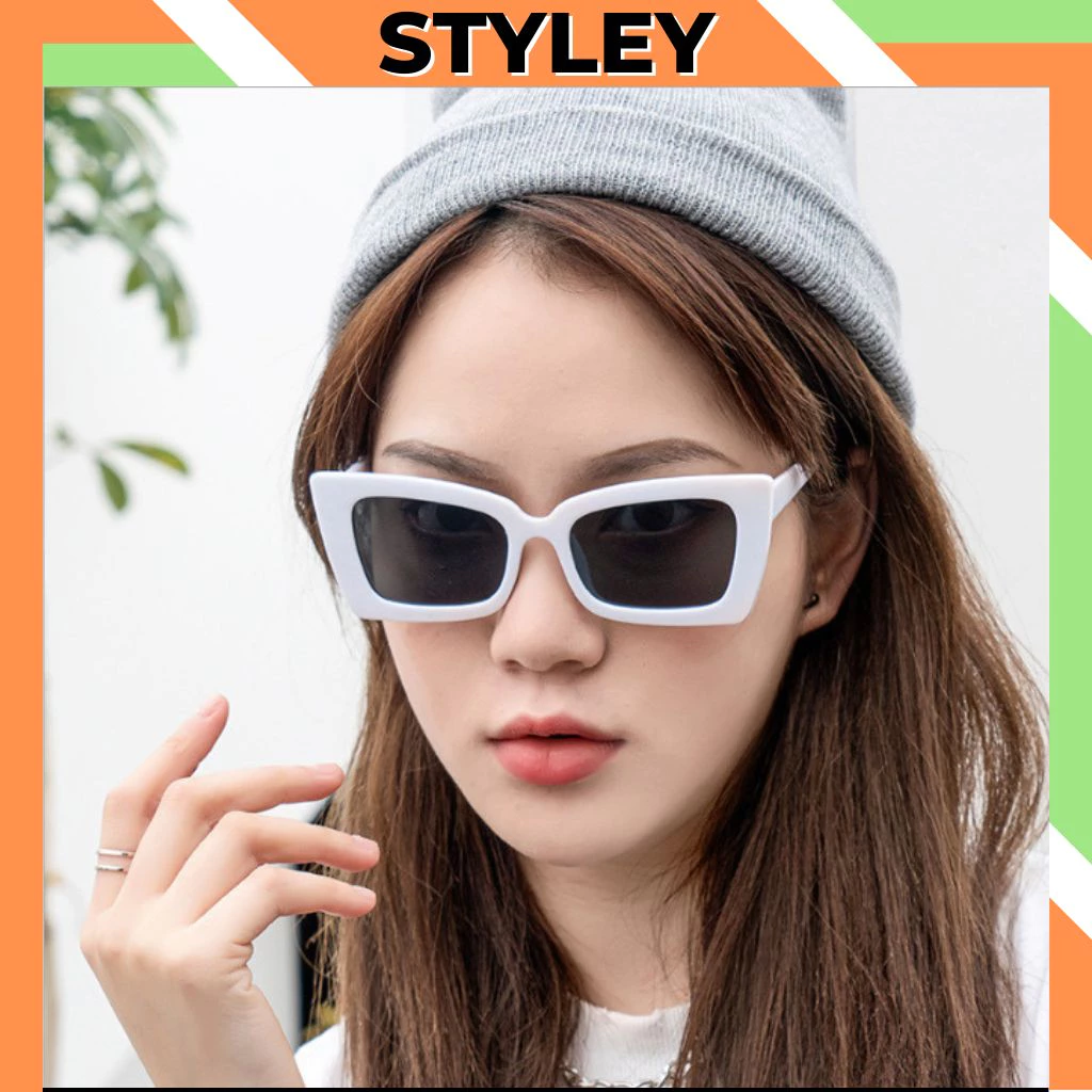 Kính mắt mèo thời trang gọng vuông cute , Kính râm nam nữ phong cách hàn quốc dễ thương STYLEY K018