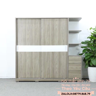 Tủ áo gỗ mdf phủ Melamine 2 mặt kích thước 1mx2m(Bao Lắp Đặt HCM)