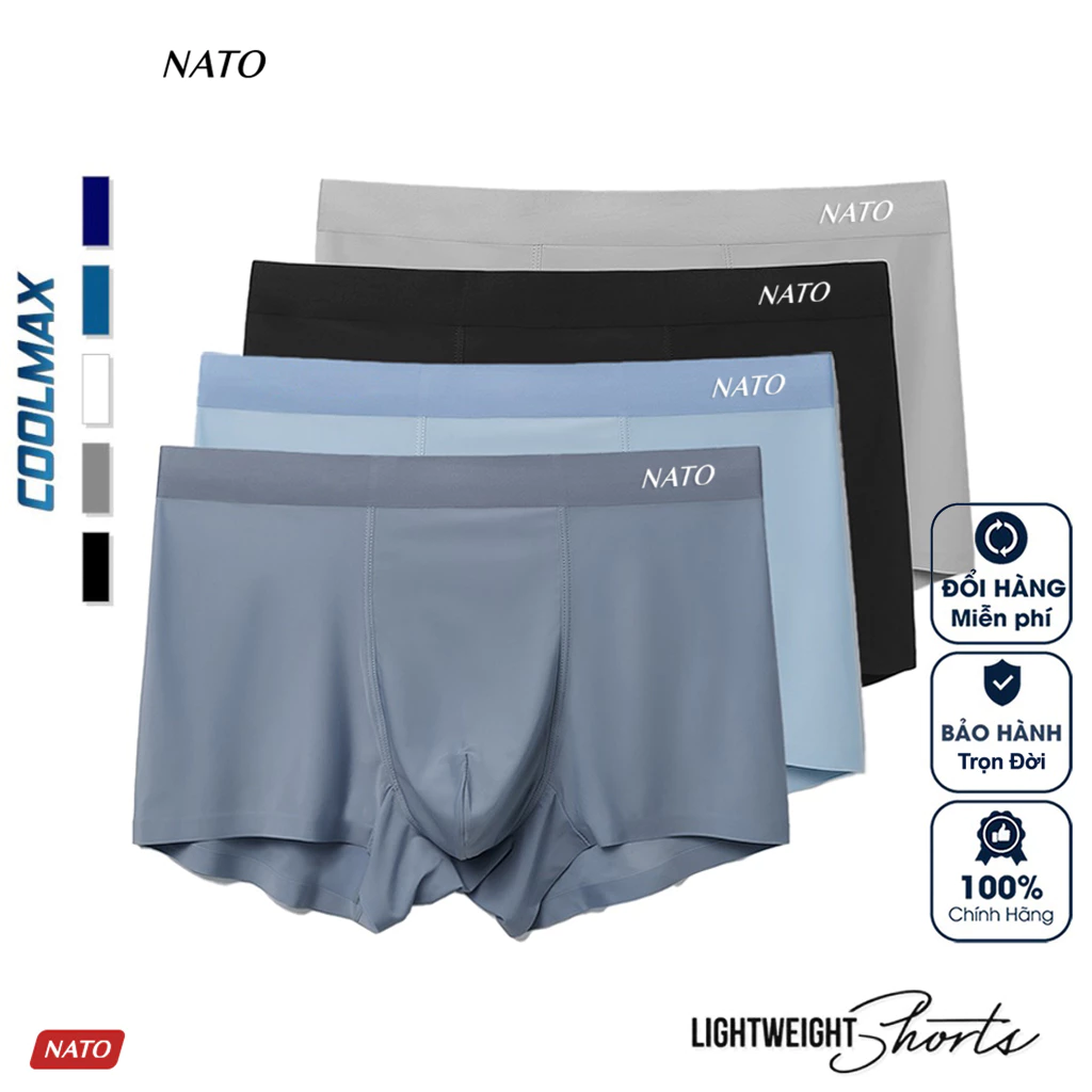 Quần Lót Nam Nato Profit & Slip Form Boxer Đùi Vải Lụa Băng Thun Lạnh Trơn Cao Cấp Không Viền 235Gsm