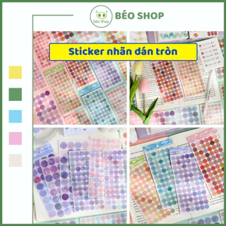 Set 6 tấm sticker chấm tròn Pkbeoshop miếng dán nhỏ hình tròn nhiều màu sắc dùng trang trí sổ note ghi chú ST6