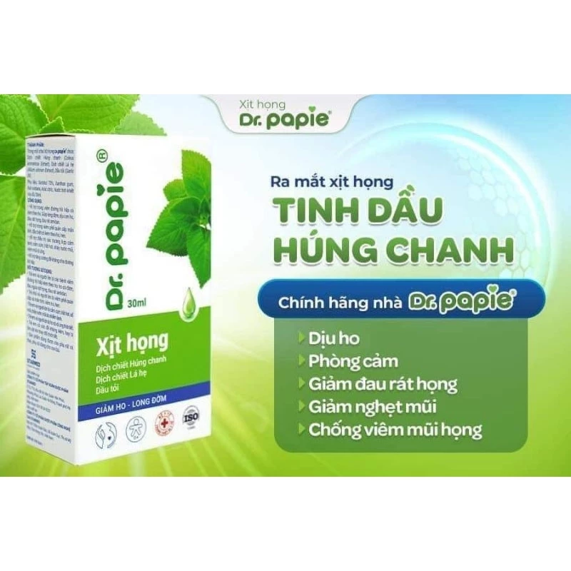 Xịt họng Dr.papie giảm ho long đờm tinh dầu húng chanh