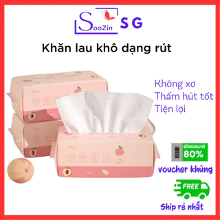 Khăn lau mặt khô dùng một lần bông tự nhiên, khăn lau mặt khô dạng rút Animerry kích thước 15x20 cm