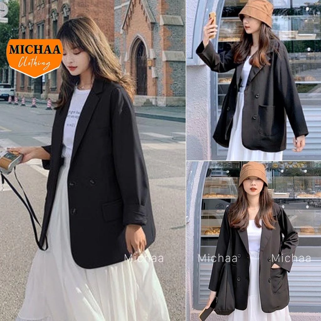 Áo BLAZER TRƠN CÚC Nữ Tay Dài Ulzzang ❤ Áo Vest Nữ Khoác Ngoài Mẫu Mới Phong Cách Hàn Quốc MICHAA AKT17