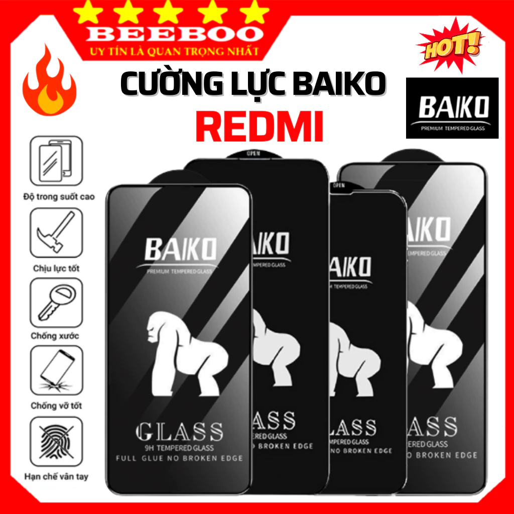 Cường lực Redmi 12 A2+ 12C 10C 10A 9A 9C 9T A1 K20 K30 5G K40 K50 Gaming Ultra Note 12 12s 11 11s Pro 10s 10 9s 9 BaiKo