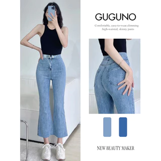 Quần jean nữ ống loe dáng dài GUGUNO