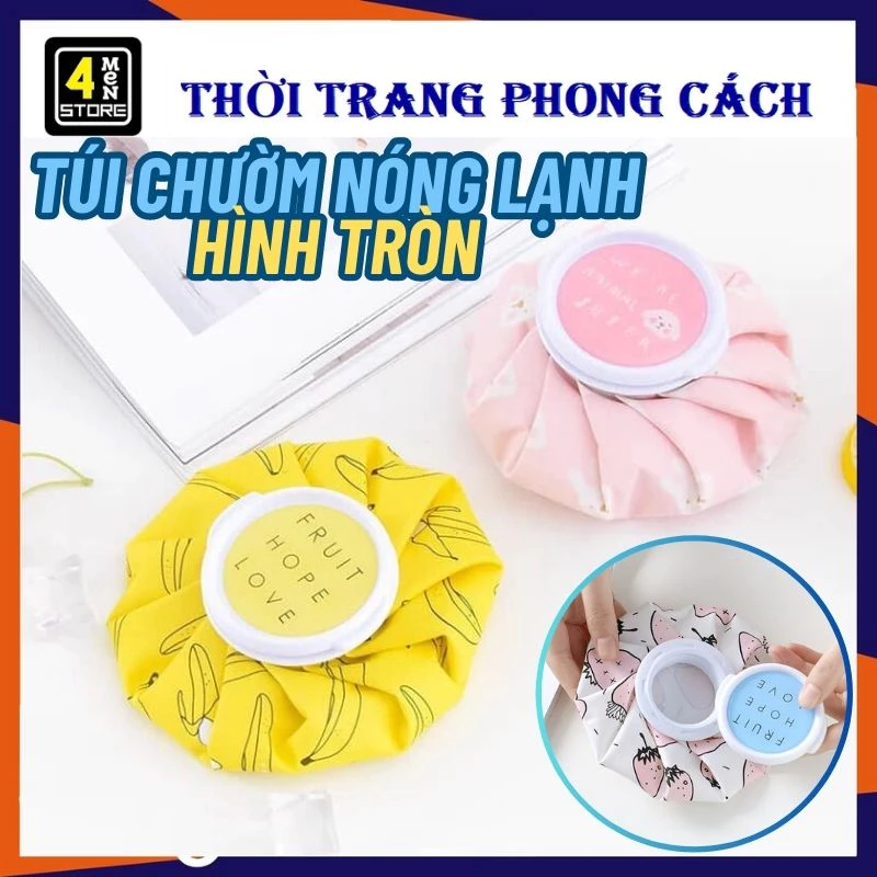 Túi sưởi ấm hình tròn / Túi chườm nóng lạnh hình trụ giữ nhiệt giảm đau bụng kinh, giữ ấm hạ sốt đa năng Họa Tiết Cute