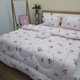 CHĂN Phao mùa đông cotton poly - có ruột bông dày dặn - chăn đông kích thước 1m8x2m - được chọn mẫu - [DƯA HẤU HỒNG]