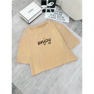 Áo Croptop Thun Nữ Form Rộng Tay Ngắn Cổ Tròn Hình In ERYOY Cao Cấp 007 003