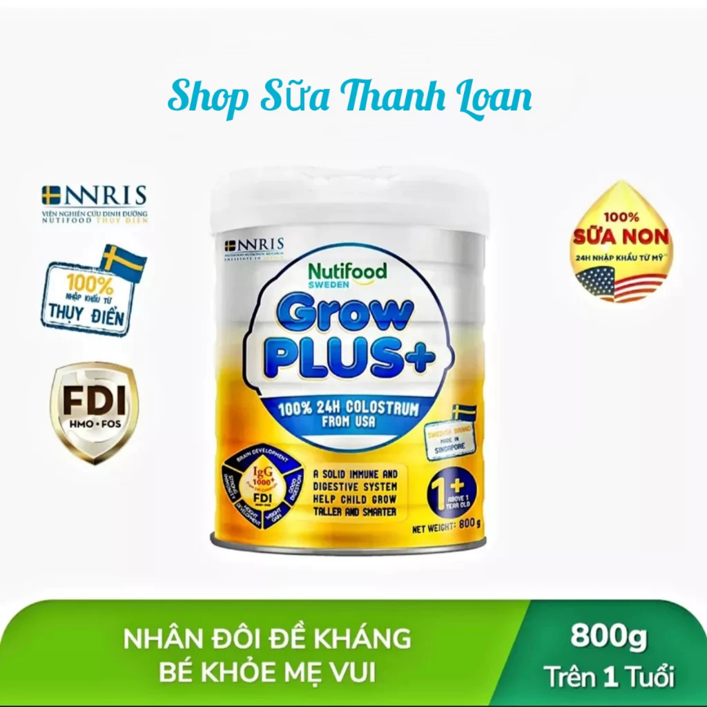 [HSD T4-2026] [Có Tích Điểm] Sữa Bột Nutifood GrowPLUS+ Vàng Bổ Sung Sữa Non 1+ 800g.