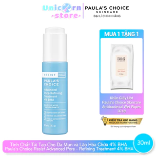 Tinh Chất Tái Tạo Cho Da Mụn và Lão Hóa Chứa 4% BHA Paula's Choice Resist Advanced Pore - Refining Treatment 4% BHA 30ml