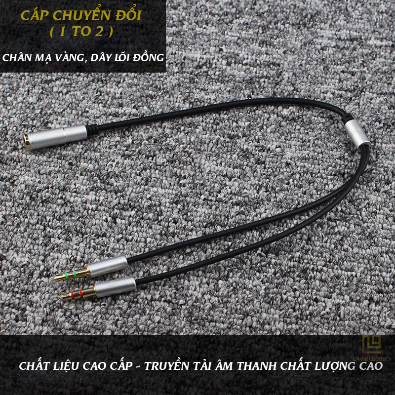 Dây Cáp Chia Âm Thanh AUX 1 Ra 2 - Cáp Chia Jack 3.5 mm Ra Audio & Mic Cáp  Hỗ Trợ Âm Thanh Hifi