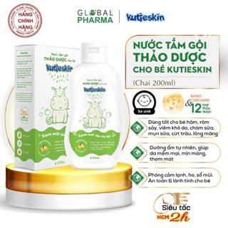 Nước tắm gội thảo dược Kutieskin cho bé từ sơ sinh - Giảm mẩn ngứa, rôm sẩy, dưỡng ẩm (Chai 200ml)