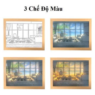 Tranh đèn led 3d đổi màu 3 chế độ treo cạnh giường trang trí decor phòng ngủ, quà tặng sinh nhật lưu niệm dễ thương