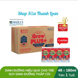 [HSD T11-2024] Thùng 48 Hộp Nutifood GROW PLUS SDD Ít Đường 180ml Đỏ.