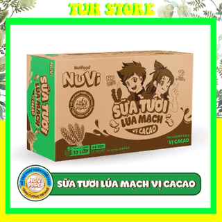 Thùng 12 Lốc Sữa Lúa Mạch Vị Cacao Nuvi 180ml Giúp Bé Phát Triển Trí Não, Chiều Cao Cho Bé-TUH