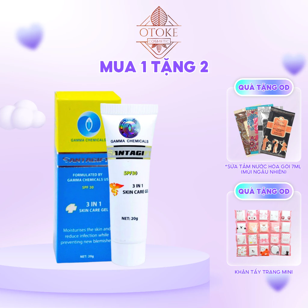 Kem Giảm Thâm Mụn SANTAGIFT SPF30 - Trắng sáng - Ức chế sắc tố - Chống nắng - 20g