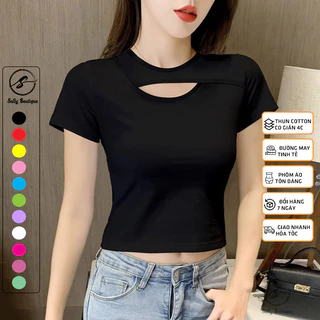 Áo Croptop Kiểu Khoét Ngực Sexy Quyến Rũ 11 Màu Chất Thun Cotton Co Giãn 4C Mềm Mịn Mặc Mát -CRT021