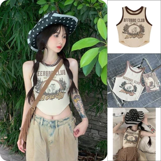 áo croptop sát nách, áo thun nữ họa tiết in quyến rủ