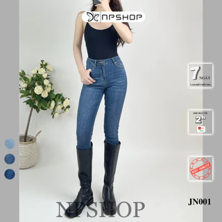 Quần jean nữ lưng cao bigsize NPSHOP siêu co giãn, quần bò nữ ống bó skinny jeans cao cấp JN001