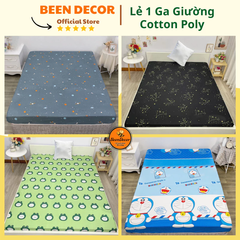 Drap giường, Ra nệm lẻ giành cho đệm cao dưới 10cm, Ga giường Cotton poly