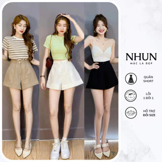 Quần short nữ ống loe NhunFashion quần đùi nữ ống rộng chất tuyết mưa mềm mịn không nhăn, không hơi N81