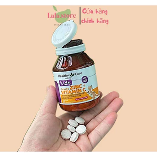 [Date 2025] Viên Nhai Bổ Sung Kẽm Vitamin C cho bé Healthy Care Kids Zinc + Vitamin C 60 Viên