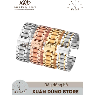 Dây đeo đồng hồ thép không gỉ đúc đặc Size 18 - 20 - 22mm nhiều màu (CÓ ĐẦU BO)