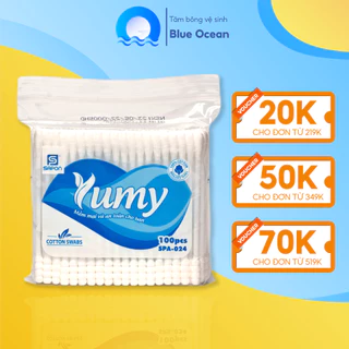 [Lốc 12 gói] Tăm bông ngoáy tai người lớn YUMY thân nhựa TB01-024 túi 100 que