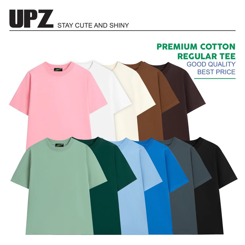 UPZ Áo Thun Cotton Trơn Cơ Bản Cổ Tròn Unisex Nam Nữ Form Rộng (11 Màu)