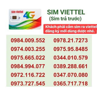 Sim Viettel Số Đẹp Dễ Nhớ (Sim Trả Trước)