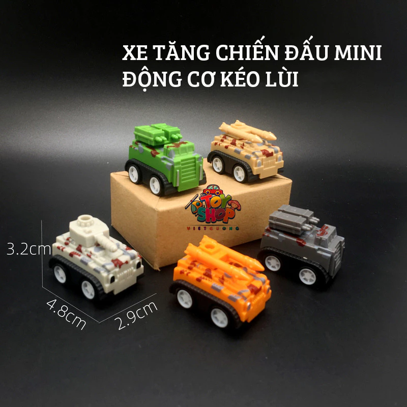 Đồ chơi xe tăng chiến đấu mini động cơ kéo lùi