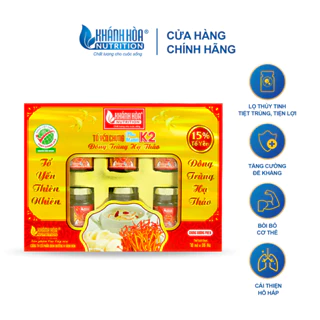 Hộp Quà Nước Yến Sào 15% Tổ Yến Đông Trùng Hạ Thảo  6 lọ x 70ml /  Chưng Đường Phèn 6 lọ x 125ml  - Khánh Hòa Nutrition