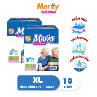 Tã Dán Người Lớn Merzy  ML/XL 10 Miếng Siêu Thấm Thoáng Khí Bỉm Người Già Chống Tràn Hiệu Quả