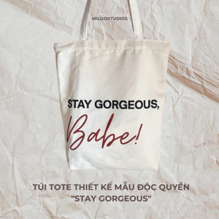 Túi tote vải canvas basic có khóa kéo STAY GORGEOUS