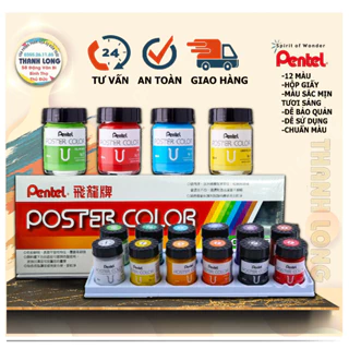 HCKT [THANH LONG] - Màu bộ Poster PENTEL 12 hũ - 30ml vẽ hội họa