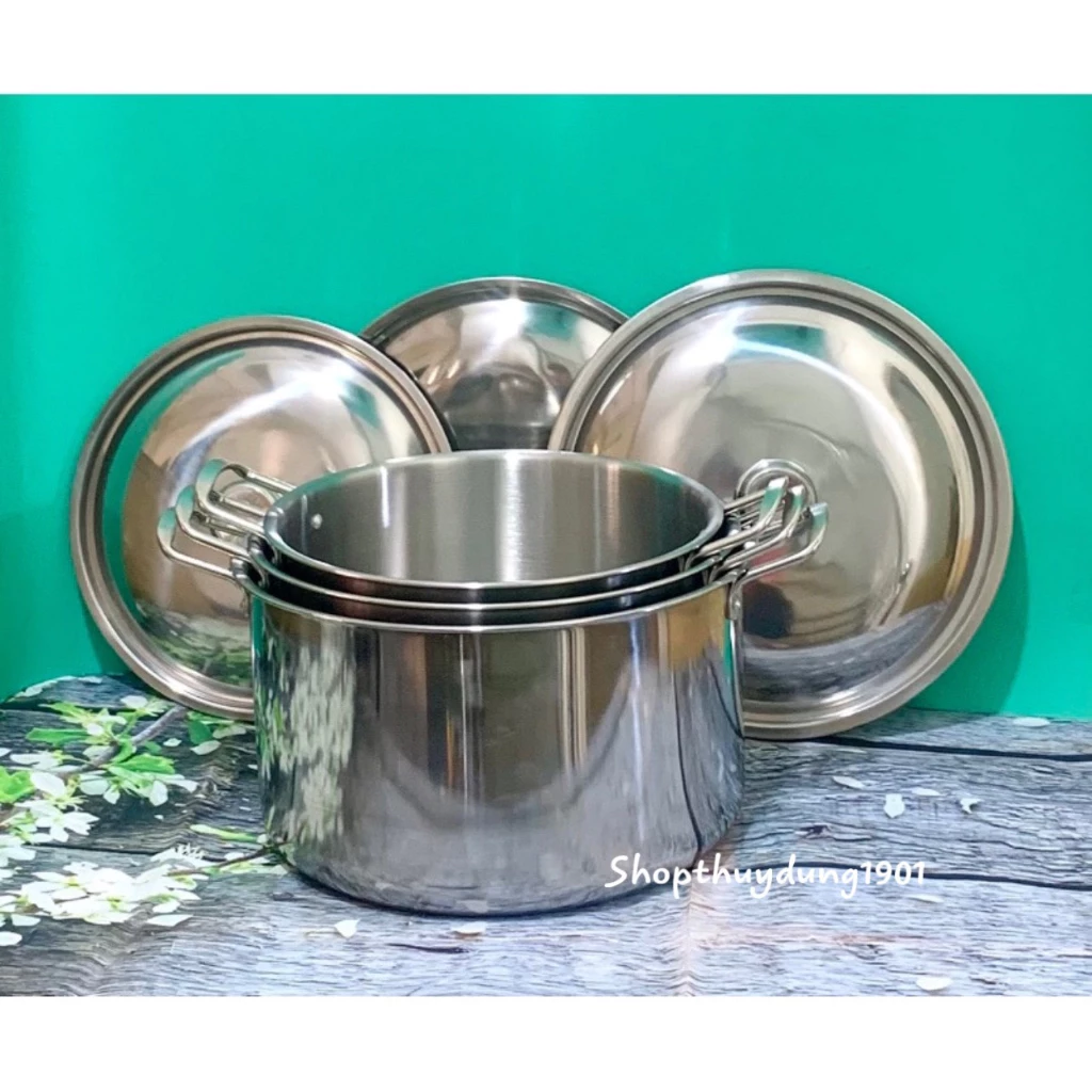 Nồi Inox Longcook chính hãng Dùng Bếp Từ, Bếp Gas, Bếp Hồng Ngoại đủ size 16, 18, 20, 22, 24, 26, 28, 30, 32cm