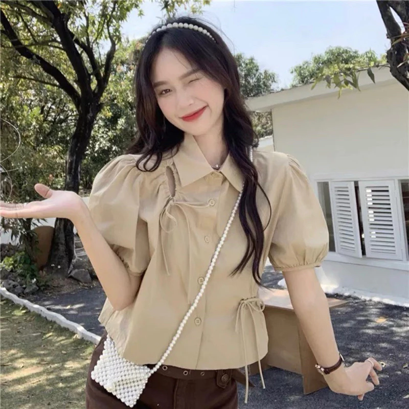 Áo sơ mi kiểu dây rút form ngắn Mai Anh Clothing