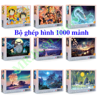 Bộ Tranh ghép hình 1000 mảnh mini kèm keo dán, Jigsaw Puzzle 1000 pcs, Puzzle anime, Xếp hình cho người lớn, trẻ em