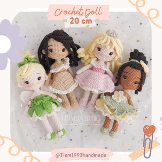 Búp bê móc len 20cm các nhân vật Tinkerbell, Aurora, Pocahontas,Tiana - Tiệm 1993 handmade